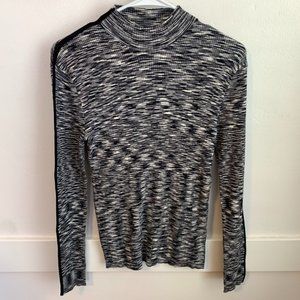 Tahari Heathered Black Turtleneck Long Sleeve Shirt